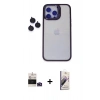 MARSİLYAN™- iPhone 14 Pro Max Kılıf Yankı Asil Serisi - Siyah Bilvis 3D Mat Cam Ekran Koruyucu + Bilvis Titan Kamera Lens - DNMR