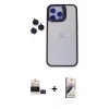 MARSİLYAN™- iPhone 14 Pro Max Kılıf Yankı Asil Serisi - Siyah Bilvis 3D Mat Cam Ekran Koruyucu + Bilvis Titan Kamera Lens - SH