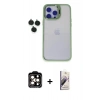 MARSİLYAN™- iPhone 14 Pro Max Kılıf Yankı Asil Serisi - Siyah Bilvis 3D Mat Cam Ekran Koruyucu + PVD Metal Kamera Lens - TU
