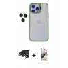 MARSİLYAN™- iPhone 14 Pro Max Kılıf Yankı Asil Serisi - Siyah Bilvis 3D Mat Cam Ekran Koruyucu + Raze Metal Kamera Lens - GS