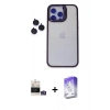 MARSİLYAN™- iPhone 14 Pro Max Kılıf Yankı Asil Serisi - Siyah Bilvis 5in1 3D Magic Cam Ekran Koruyucu + Bilvis Titan Kamera Lens - GS
