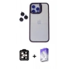 MARSİLYAN™- iPhone 14 Pro Max Kılıf Yankı Asil Serisi - Siyah Bilvis 5in1 3D Magic Cam Ekran Koruyucu + PVD Metal Kamera Lens - TU