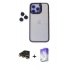 MARSİLYAN™- iPhone 14 Pro Max Kılıf Yankı Asil Serisi - Siyah Bilvis 5in1 3D Magic Cam Ekran Koruyucu + Raze Metal Kamera Lens - GD