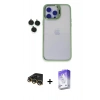 MARSİLYAN™- iPhone 14 Pro Max Kılıf Yankı Asil Serisi - Siyah Bilvis 5in1 3D Magic Cam Ekran Koruyucu + Raze Metal Kamera Lens - GD