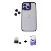 MARSİLYAN™- iPhone 14 Pro Max Kılıf Yankı Asil Serisi - Siyah Bilvis 5in1 5D Magic Hayalet Cam Ekran Koruyucu + Bilvis Titan Kamera Lens - GD