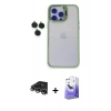 MARSİLYAN™- iPhone 14 Pro Max Kılıf Yankı Asil Serisi - Siyah Bilvis 5in1 5D Magic Hayalet Cam Ekran Koruyucu + Raze Metal Kamera Lens - GS