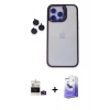 MARSİLYAN™- iPhone 14 Pro Max Kılıf Yankı Asil Serisi - Siyah Bilvis 5in1 5D Magic Hayalet Cam Ekran Koruyucu + Bilvis Titan Kamera Lens - DNMR