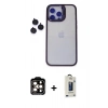 MARSİLYAN™- iPhone 14 Pro Max Kılıf Yankı Asil Serisi - Siyah Bilvis Hayalet Cam Ekran Koruyucu + PVD Metal Kamera Lens - TU