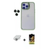MARSİLYAN™- iPhone 14 Pro Max Kılıf Yankı Asil Serisi - Siyah Buffer Cam Ekran Koruyucu + Band Metal Kamera Lens - GS