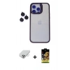 MARSİLYAN™- iPhone 14 Pro Max Kılıf Yankı Asil Serisi - Siyah Buffer Cam Ekran Koruyucu + Band Metal Kamera Lens - GS