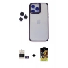 MARSİLYAN™- iPhone 14 Pro Max Kılıf Yankı Asil Serisi - Siyah Buffer Cam Ekran Koruyucu + Bilvis Titan Kamera Lens - GS