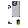 MARSİLYAN™- iPhone 14 Pro Max Kılıf Yankı Asil Serisi - Siyah Buffer Cam Ekran Koruyucu + Bilvis Titan Kamera Lens - SH