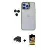 MARSİLYAN™- iPhone 14 Pro Max Kılıf Yankı Asil Serisi - Siyah Buffer Cam Ekran Koruyucu + Raze Metal Kamera Lens - GS