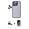 MARSİLYAN™- iPhone 14 Pro Max Kılıf Yankı Asil Serisi - Siyah Buffer Hayalet Cam Ekran Koruyucu + Bilvis Titan Kamera Lens - DNMR
