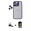 MARSİLYAN™- iPhone 14 Pro Max Kılıf Yankı Asil Serisi - Siyah Buffer Hayalet Cam Ekran Koruyucu + Bilvis Titan Kamera Lens - GS