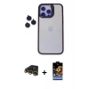 MARSİLYAN™- iPhone 14 Pro Max Kılıf Yankı Asil Serisi - Siyah Buffer Hayalet Cam Ekran Koruyucu + Raze Metal Kamera Lens - GD