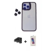 MARSİLYAN™- iPhone 14 Pro Max Kılıf Yankı Asil Serisi - Siyah Joko 5D Cam + Raze Metal Kamera Lens - GS