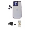 MARSİLYAN™- iPhone 14 Pro Max Kılıf Yankı Asil Serisi - Siyah Mat Seramik Nano Ekran Koruyucu + Raze Metal Kamera Lens - GS