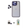 MARSİLYAN™- iPhone 14 Pro Max Kılıf Yankı Asil Serisi - Siyah Polymer Nano Ekran Koruyucu + Bilvis Titan Kamera Lens - SH