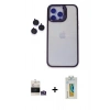 MARSİLYAN™- iPhone 14 Pro Max Kılıf Yankı Asil Serisi - Siyah Polymer Nano Ekran Koruyucu + Bilvis Titan Kamera Lens - GS