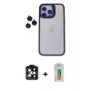 MARSİLYAN™- iPhone 14 Pro Max Kılıf Yankı Asil Serisi - Siyah Polymer Nano Ekran Koruyucu + PVD Metal Kamera Lens - TU