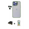 MARSİLYAN™- iPhone 14 Pro Max Kılıf Yankı Asil Serisi - Siyah Polymer Nano Ekran Koruyucu + Raze Metal Kamera Lens - GD