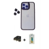 MARSİLYAN™- iPhone 14 Pro Max Kılıf Yankı Asil Serisi - Siyah Polymer Nano Ekran Koruyucu + Raze Metal Kamera Lens - GD