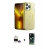 MARSİLYAN™- iPhone 14 Pro Max Kılıf Yankı Çizgi - Şeffaf 360 Full Body Arka Koruyucu + Bilvis Titan Kamera Lens - GS