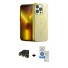 MARSİLYAN™- iPhone 14 Pro Max Kılıf Yankı Çizgi - Şeffaf Royal Nano Ekran Koruyucu + Raze Metal Kamera Lens - GD