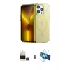 MARSİLYAN™- iPhone 14 Pro Max Kılıf Yankı Çizgi - Siyah 3D Antistatik Cam Ekran Koruyucu + Bilvis Titan Kamera Lens - GD