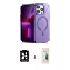 MARSİLYAN™- iPhone 14 Pro Max Kılıf Yankı Çizgi - Siyah 6D Mat Seramik Hayalet Nano Ekran Koruyucu + Turuncu PVD Metal Kamera Lens