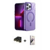 MARSİLYAN™- iPhone 14 Pro Max Kılıf Yankı Çizgi - Siyah Bilvis 3D Mat Cam Ekran Koruyucu + Raze Metal Kamera Lens - GD