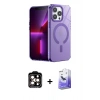 MARSİLYAN™- iPhone 14 Pro Max Kılıf Yankı Çizgi - Siyah Bilvis 5in1 5D Magic Hayalet Cam Ekran Koruyucu + PVD Metal Kamera Lens - TU