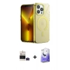 MARSİLYAN™- iPhone 14 Pro Max Kılıf Yankı Çizgi - Siyah Bilvis 5in1 5D Magic Hayalet Cam Ekran Koruyucu + Derin Mor Bilvis Titan Kamera Lens