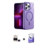 MARSİLYAN™- iPhone 14 Pro Max Kılıf Yankı Çizgi - Siyah Bilvis 5in1 5D Magic Hayalet Cam Ekran Koruyucu + Derin Mor Bilvis Titan Kamera Lens