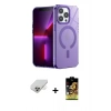 MARSİLYAN™- iPhone 14 Pro Max Kılıf Yankı Çizgi - Siyah Buffer Cam Ekran Koruyucu + Gold Band Metal Kamera Lens