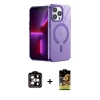MARSİLYAN™- iPhone 14 Pro Max Kılıf Yankı Çizgi - Siyah Buffer Cam Ekran Koruyucu + PVD Metal Kamera Lens - TU