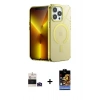 MARSİLYAN™- iPhone 14 Pro Max Kılıf Yankı Çizgi - Siyah Buffer Hayalet Cam Ekran Koruyucu + Derin Mor Bilvis Titan Kamera Lens