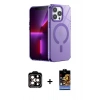 MARSİLYAN™- iPhone 14 Pro Max Kılıf Yankı Çizgi - Siyah Buffer Hayalet Cam Ekran Koruyucu + PVD Metal Kamera Lens - TU