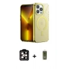 MARSİLYAN™- iPhone 14 Pro Max Kılıf Yankı Çizgi - Siyah Joko Magic 5D Hayalet Cam + PVD Metal Kamera Lens - TU