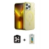 MARSİLYAN™- iPhone 14 Pro Max Kılıf Yankı Çizgi - Siyah Polymer Nano Ekran Koruyucu + PVD Metal Kamera Lens - TU