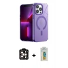 MARSİLYAN™- iPhone 14 Pro Max Kılıf Yankı Çizgi - Siyah Polymer Nano Ekran Koruyucu + PVD Metal Kamera Lens - TU