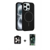 MARSİLYAN™- iPhone 14 Pro Max Kılıf Yankı Form Serisi - Şeffaf 360 Full Body Arka Koruyucu + Turuncu PVD Metal Kamera Lens