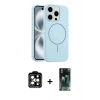 MARSİLYAN™- iPhone 14 Pro Max Kılıf Yankı Form Serisi - Şeffaf 360 Full Body Arka Koruyucu + Turuncu PVD Metal Kamera Lens