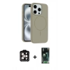 MARSİLYAN™- iPhone 14 Pro Max Kılıf Yankı Form Serisi - Şeffaf 360 Full Body Arka Koruyucu + Turuncu PVD Metal Kamera Lens