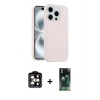 MARSİLYAN™- iPhone 14 Pro Max Kılıf Yankı Form Serisi - Şeffaf 360 Full Body Arka Koruyucu + Turuncu PVD Metal Kamera Lens