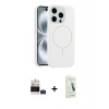 MARSİLYAN™- iPhone 14 Pro Max Kılıf Yankı Form Serisi - Şeffaf Pasifik Cam Ekran Koruyucu + Bilvis Titan Kamera Lens - DNMR