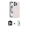 MARSİLYAN™- iPhone 14 Pro Max Kılıf Yankı Form Serisi - Şeffaf Pasifik Cam Ekran Koruyucu + PVD Metal Kamera Lens - TU