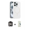 MARSİLYAN™- iPhone 14 Pro Max Kılıf Yankı Form Serisi - Şeffaf Pasifik Cam Ekran Koruyucu + PVD Metal Kamera Lens - TU