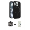 MARSİLYAN™- iPhone 14 Pro Max Kılıf Yankı Form Serisi - Şeffaf Pasifik Cam Ekran Koruyucu + PVD Metal Kamera Lens - TU